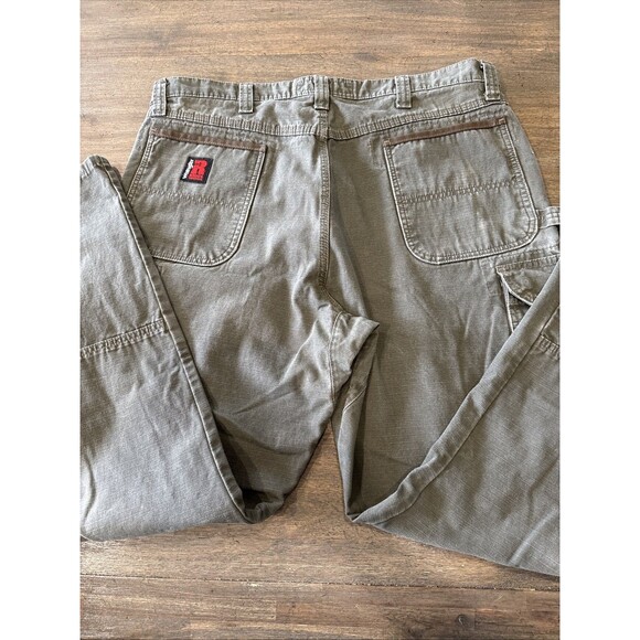 Wrangler Riggs Mens Size 38x32 Workwear Ripstop Green Relaxed Fit Pant 2xknee - Picture 10 of 12